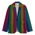 Rainbow Gay Pride Zigzag Pattern Print Men's Cotton Blazer