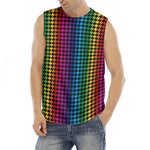 Rainbow Gay Pride Zigzag Pattern Print Men's Fitness Tank Top