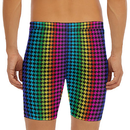 Rainbow Gay Pride Zigzag Pattern Print Men's Long Boxer Briefs