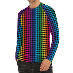 Rainbow Gay Pride Zigzag Pattern Print Men's Long Sleeve Rash Guard