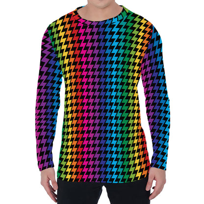 Rainbow Gay Pride Zigzag Pattern Print Men's Long Sleeve T-Shirt