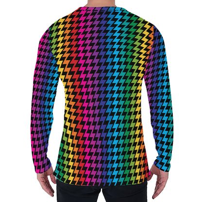 Rainbow Gay Pride Zigzag Pattern Print Men's Long Sleeve T-Shirt