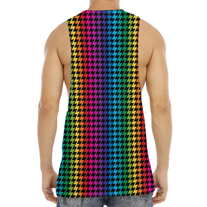Rainbow Gay Pride Zigzag Pattern Print Men's Muscle Tank Top
