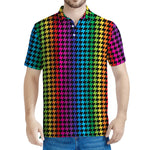 Rainbow Gay Pride Zigzag Pattern Print Men's Polo Shirt
