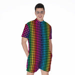 Rainbow Gay Pride Zigzag Pattern Print Men's Rompers