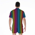 Rainbow Gay Pride Zigzag Pattern Print Men's Rompers