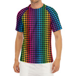 Rainbow Gay Pride Zigzag Pattern Print Men's Short Sleeve Rash Guard
