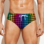 Rainbow Gay Pride Zigzag Pattern Print Men's Swim Briefs