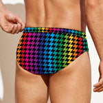 Rainbow Gay Pride Zigzag Pattern Print Men's Swim Briefs
