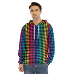 Rainbow Gay Pride Zigzag Pattern Print Men's Velvet Pullover Hoodie