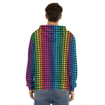 Rainbow Gay Pride Zigzag Pattern Print Men's Velvet Pullover Hoodie