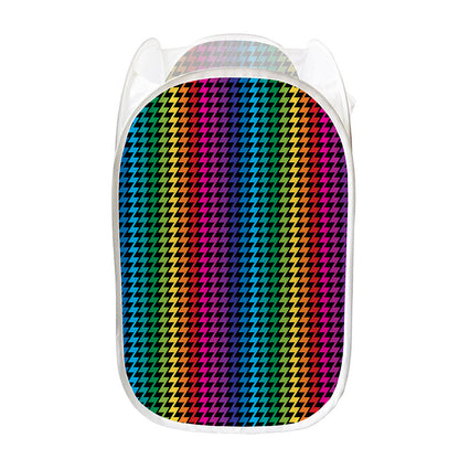 Rainbow Gay Pride Zigzag Pattern Print Mesh Laundry Hamper
