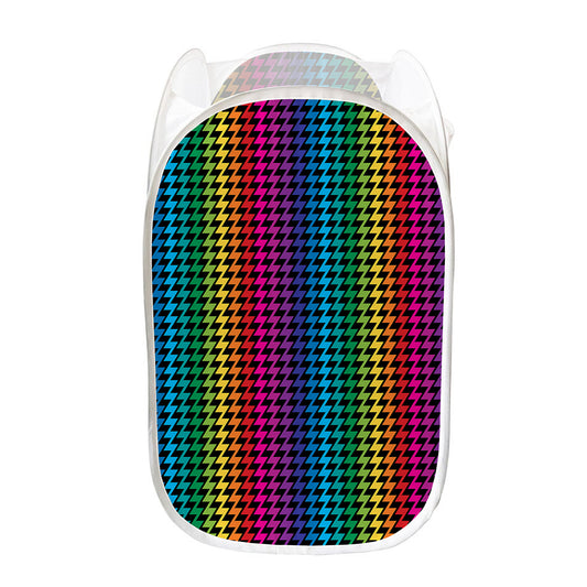 Rainbow Gay Pride Zigzag Pattern Print Mesh Laundry Hamper