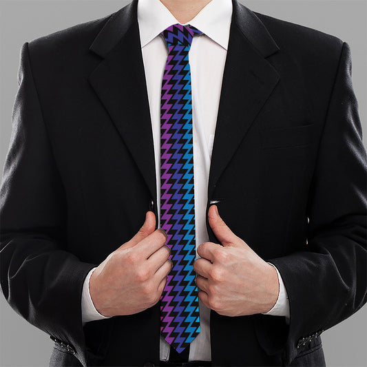 Rainbow Gay Pride Zigzag Pattern Print Necktie
