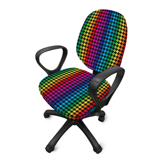 Rainbow Gay Pride Zigzag Pattern Print Office Chair Cover