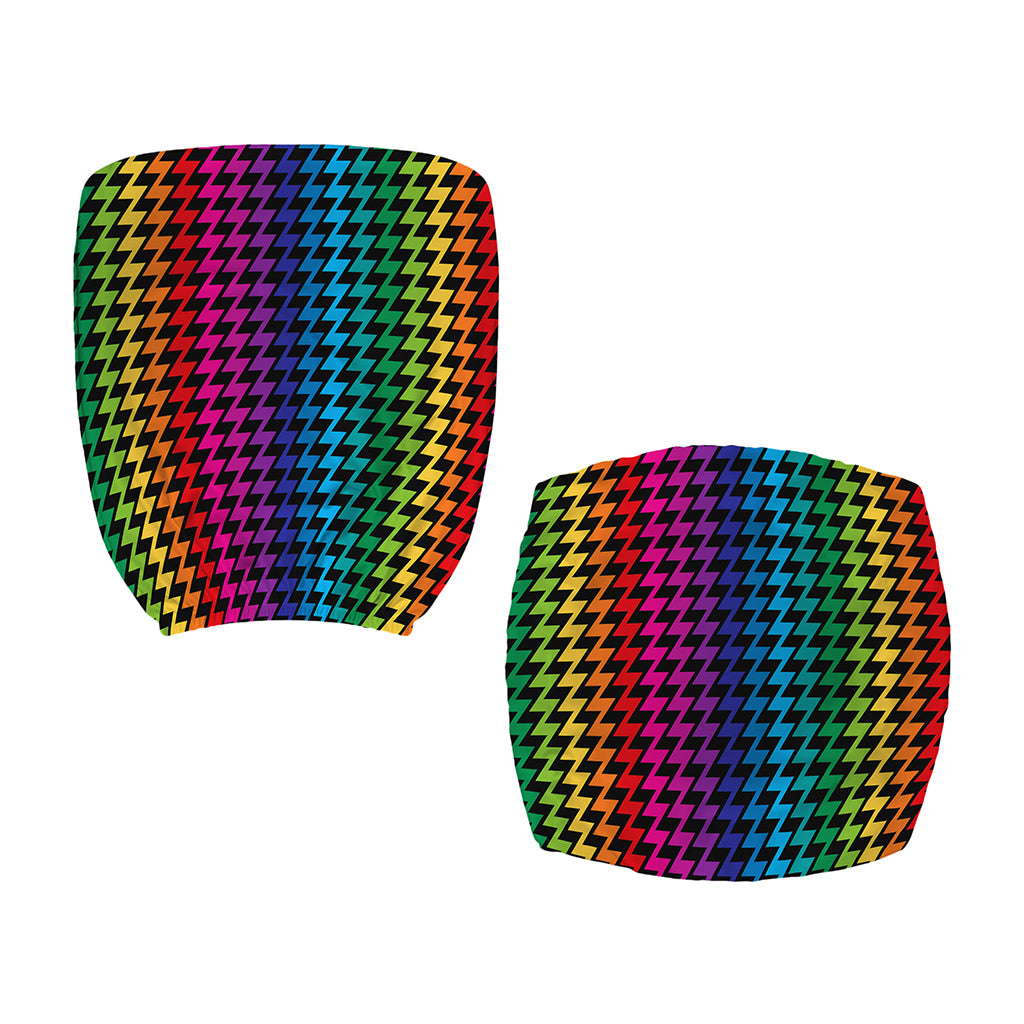 Rainbow Gay Pride Zigzag Pattern Print Office Chair Cover
