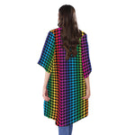 Rainbow Gay Pride Zigzag Pattern Print Open Front Beach Cover Up