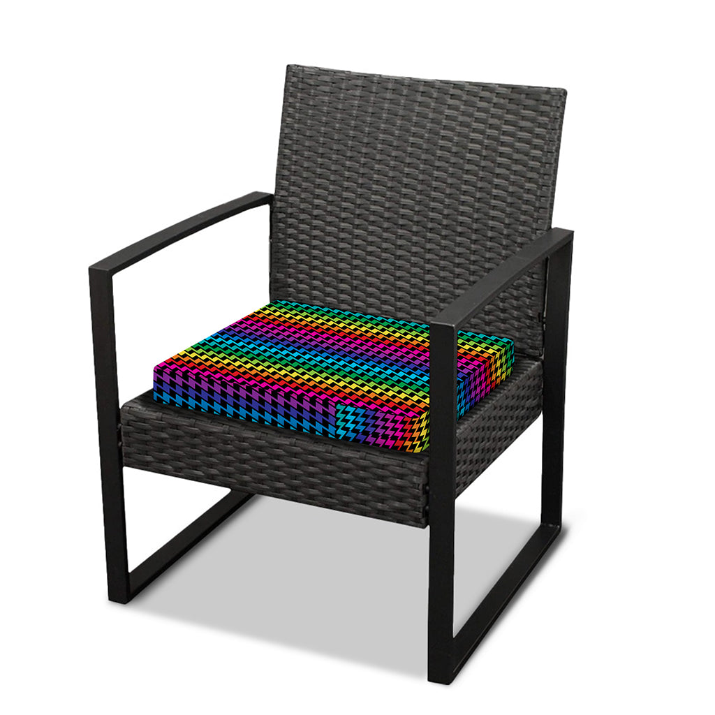 Rainbow Gay Pride Zigzag Pattern Print Outdoor Seat Cushion Cover