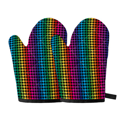 Rainbow Gay Pride Zigzag Pattern Print Oven Mitts