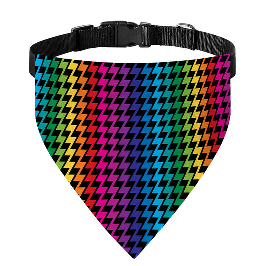 Rainbow Gay Pride Zigzag Pattern Print Over The Collar Dog Bandana
