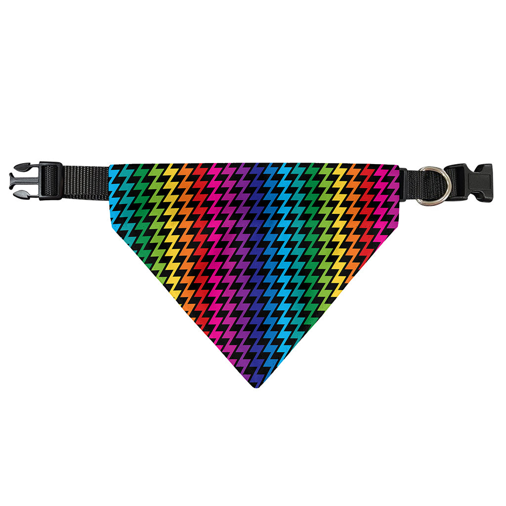 Rainbow Gay Pride Zigzag Pattern Print Over The Collar Dog Bandana