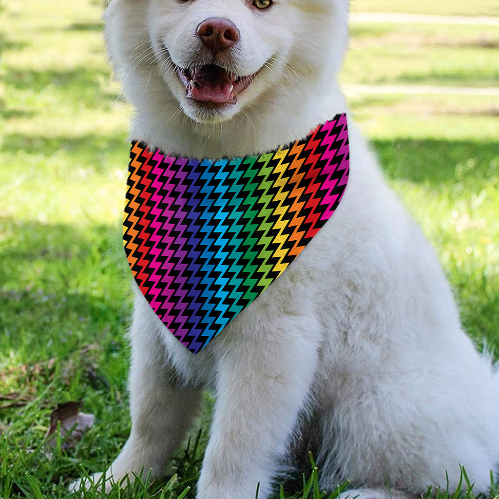Rainbow Gay Pride Zigzag Pattern Print Over The Collar Dog Bandana
