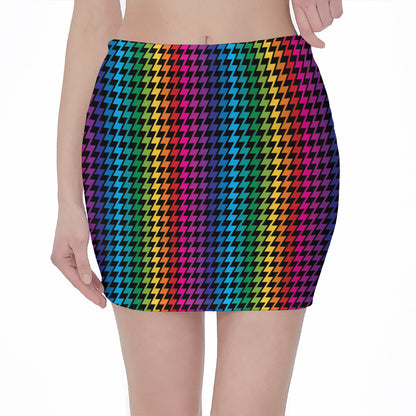 Rainbow Gay Pride Zigzag Pattern Print Pencil Mini Skirt