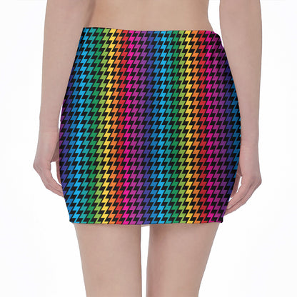 Rainbow Gay Pride Zigzag Pattern Print Pencil Mini Skirt