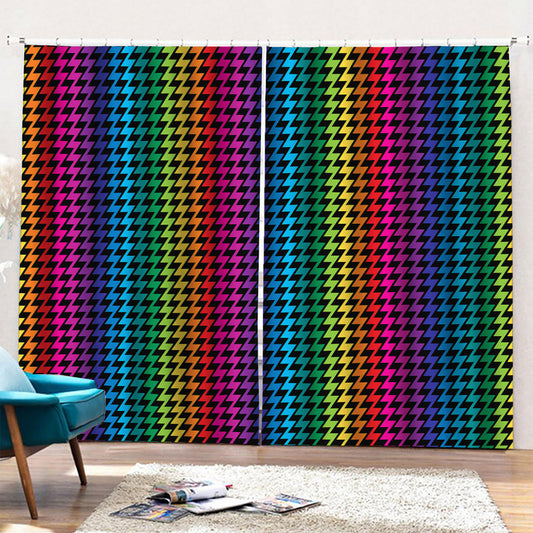 Rainbow Gay Pride Zigzag Pattern Print Pencil Pleat Curtains