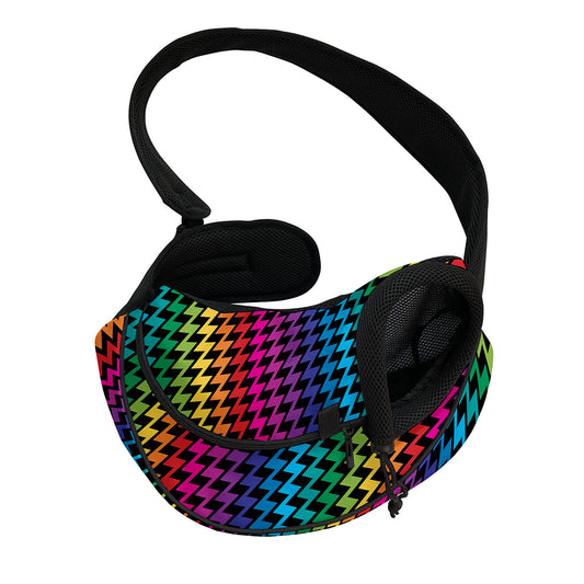 Rainbow Gay Pride Zigzag Pattern Print Pet Sling Carrier