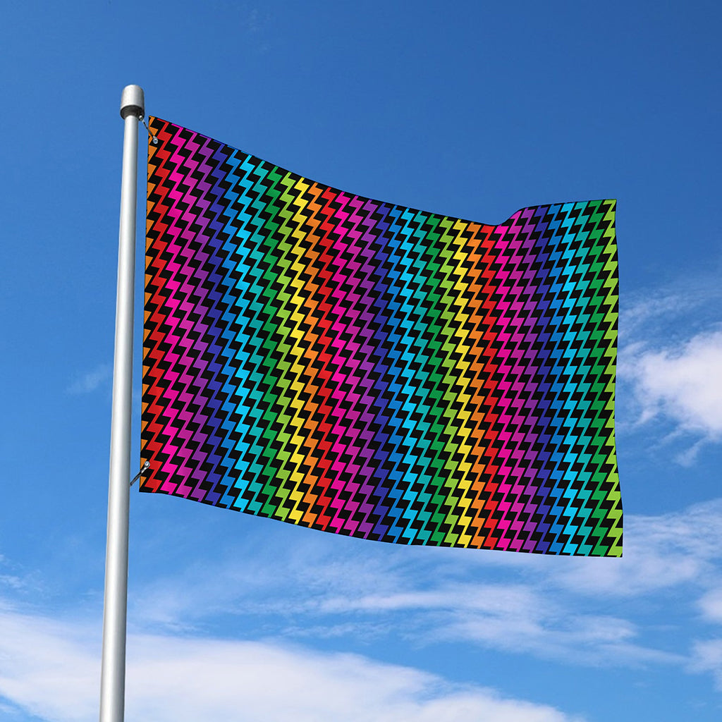 Rainbow Gay Pride Zigzag Pattern Print Polyester Flag