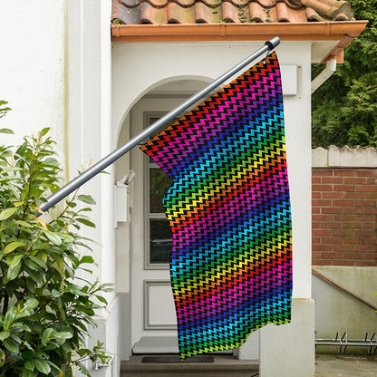 Rainbow Gay Pride Zigzag Pattern Print Polyester Flag