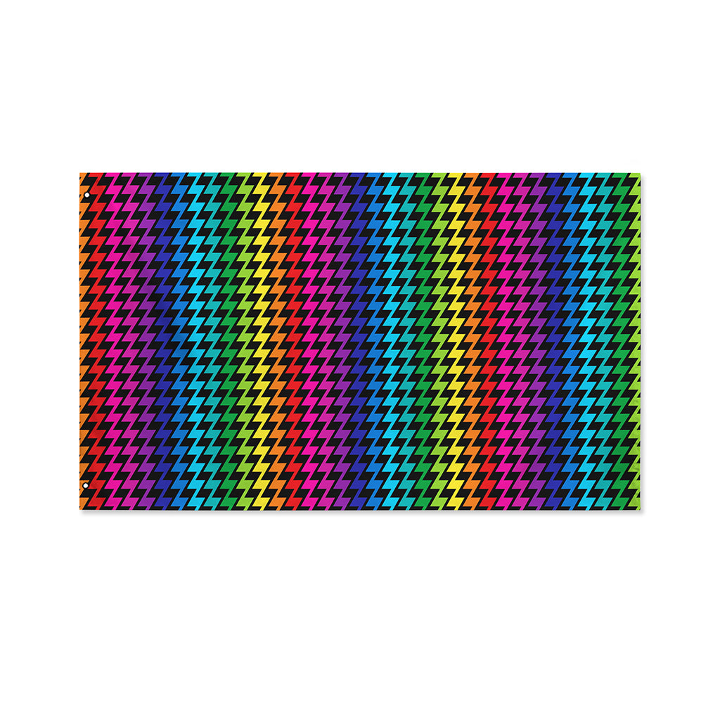 Rainbow Gay Pride Zigzag Pattern Print Polyester Flag