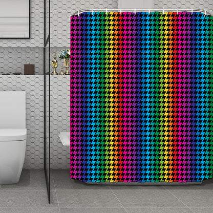Rainbow Gay Pride Zigzag Pattern Print Polyester Shower Curtain