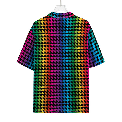 Rainbow Gay Pride Zigzag Pattern Print Rayon Hawaiian Shirt