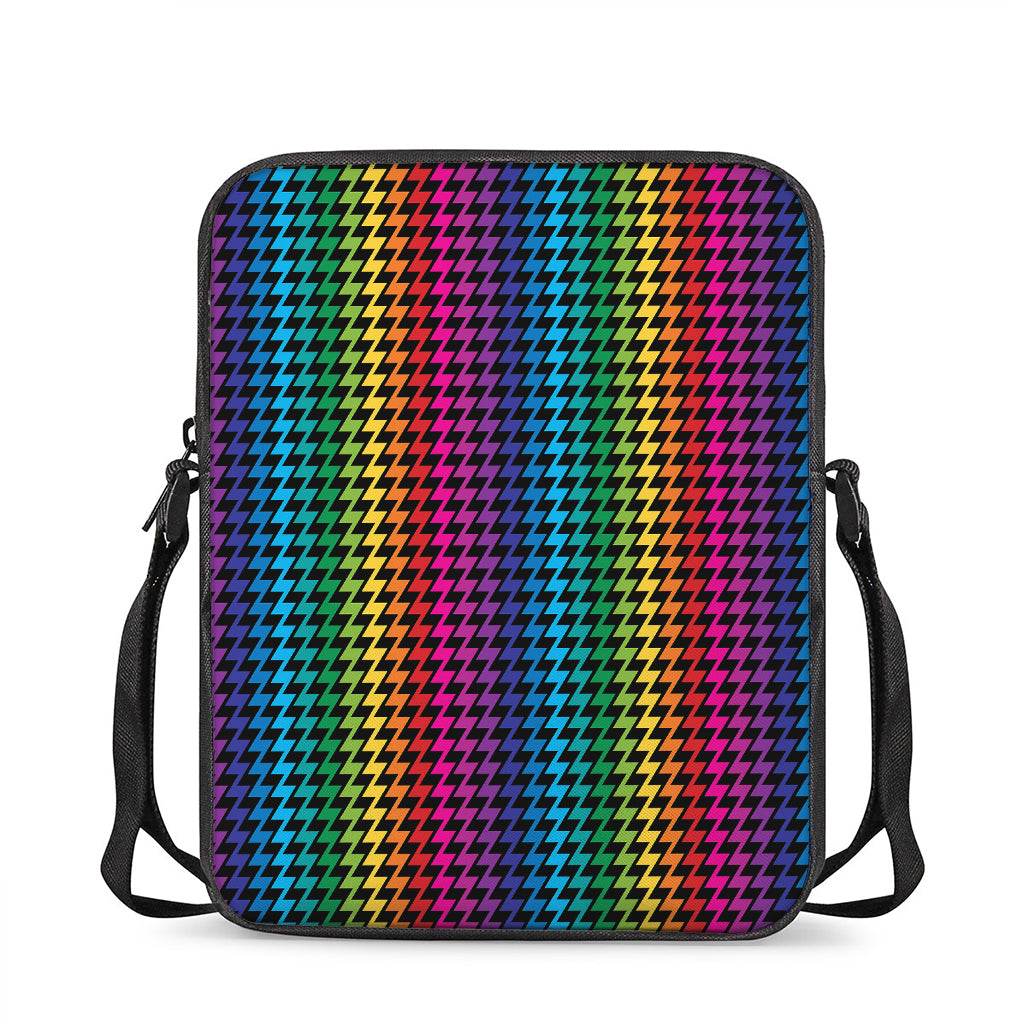 Rainbow Gay Pride Zigzag Pattern Print Rectangular Crossbody Bag