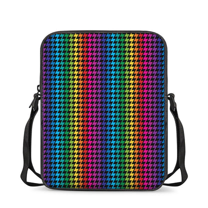 Rainbow Gay Pride Zigzag Pattern Print Rectangular Crossbody Bag