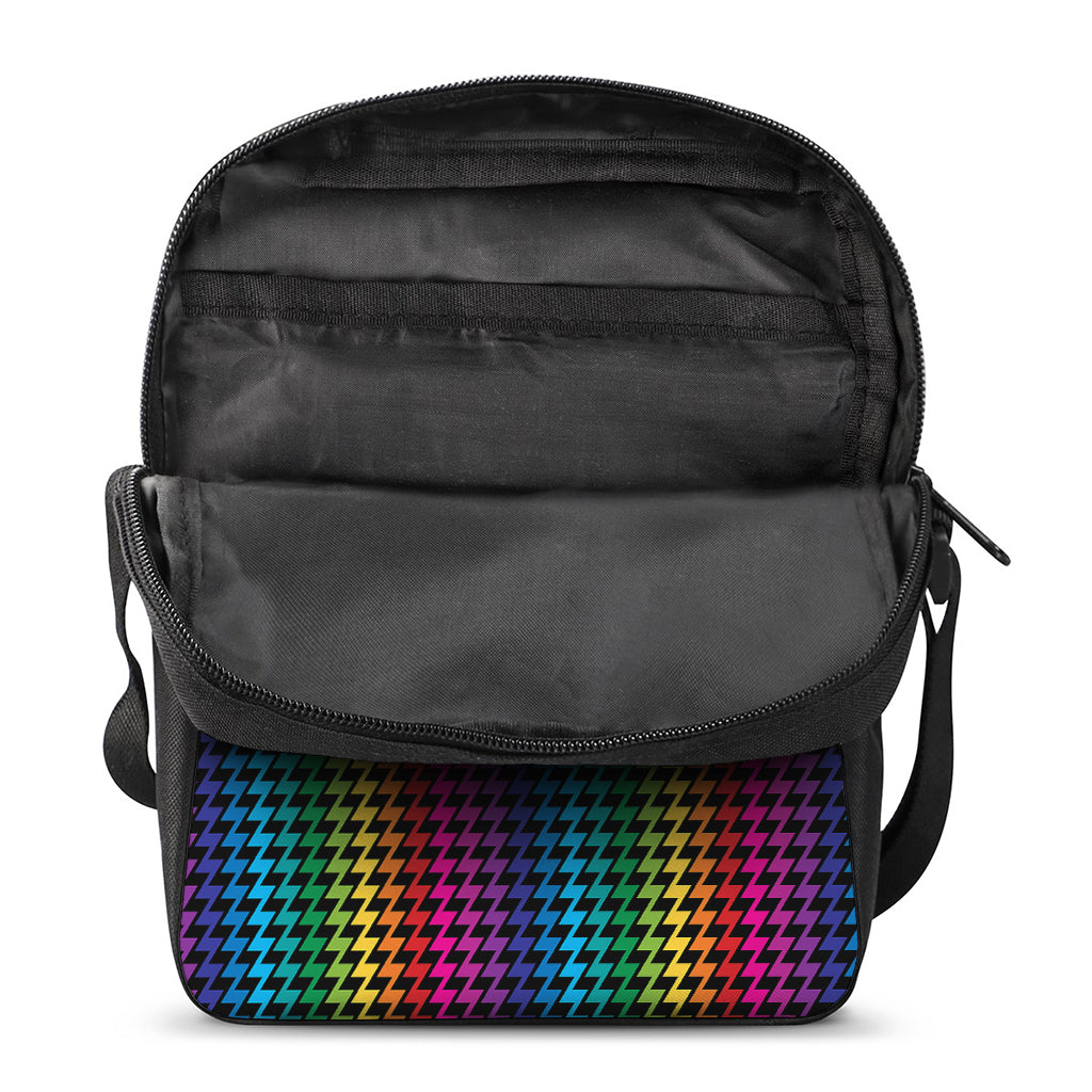 Rainbow Gay Pride Zigzag Pattern Print Rectangular Crossbody Bag
