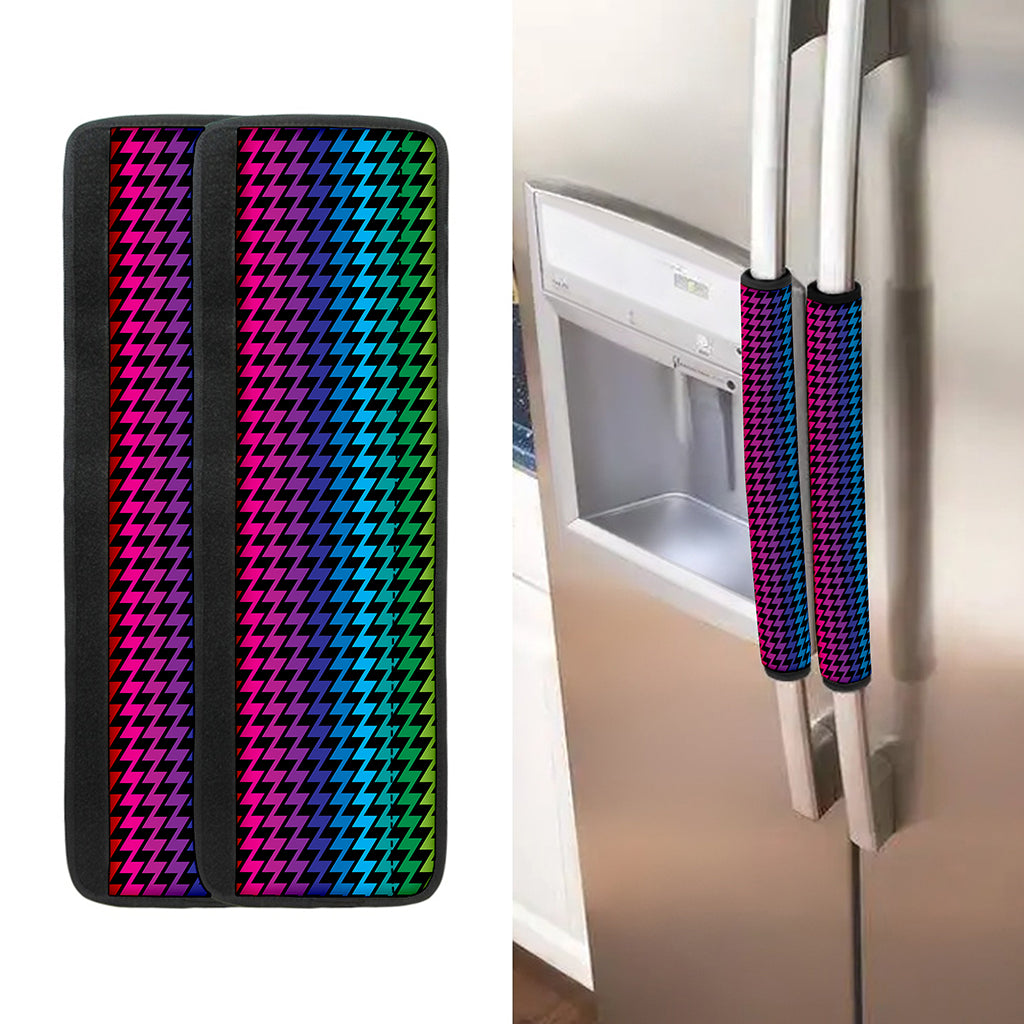 Rainbow Gay Pride Zigzag Pattern Print Refrigerator Handle Covers