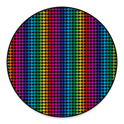 Rainbow Gay Pride Zigzag Pattern Print Round Floor Mat