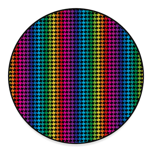 Rainbow Gay Pride Zigzag Pattern Print Round Floor Mat