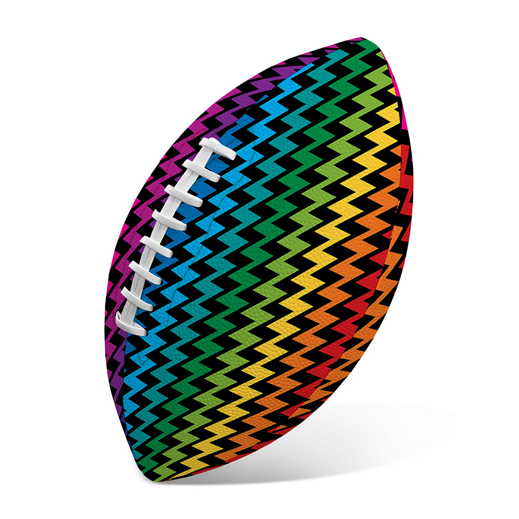 Rainbow Gay Pride Zigzag Pattern Print Rugby Ball