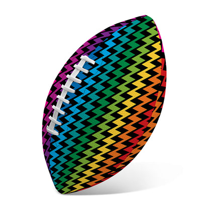 Rainbow Gay Pride Zigzag Pattern Print Rugby Ball