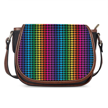 Rainbow Gay Pride Zigzag Pattern Print Saddle Bag