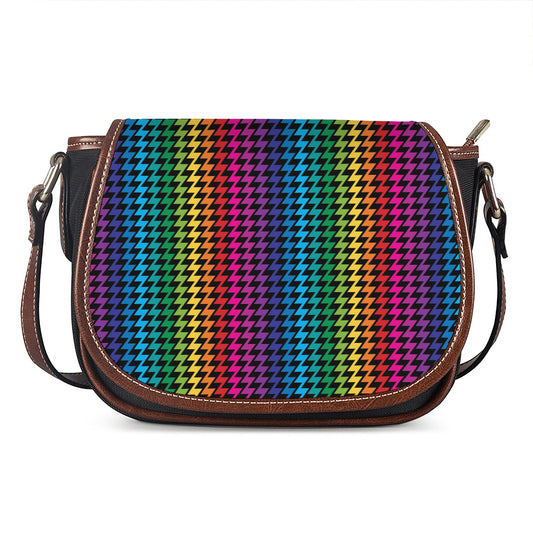 Rainbow Gay Pride Zigzag Pattern Print Saddle Bag