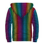 Rainbow Gay Pride Zigzag Pattern Print Sherpa Lined Zip Up Hoodie