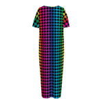 Rainbow Gay Pride Zigzag Pattern Print Short Sleeve Long Nightdress
