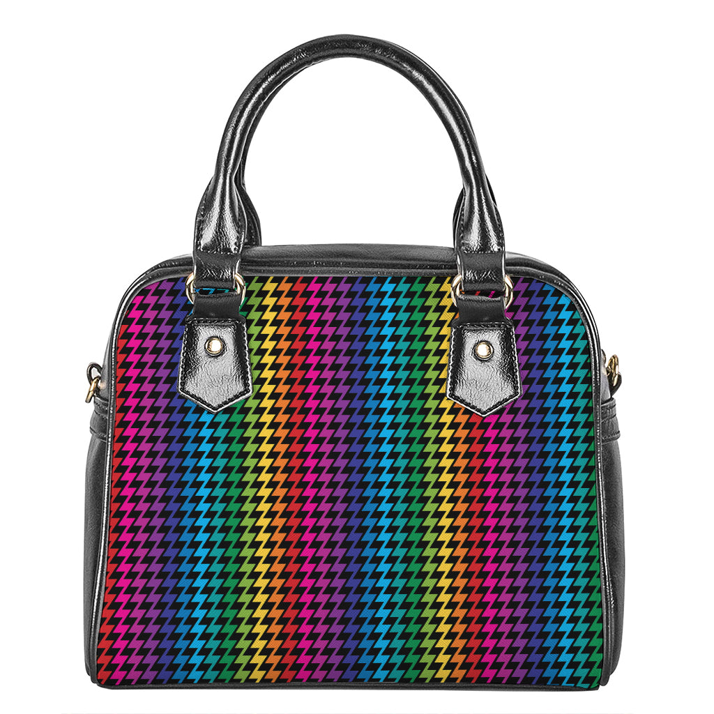 Rainbow Gay Pride Zigzag Pattern Print Shoulder Handbag
