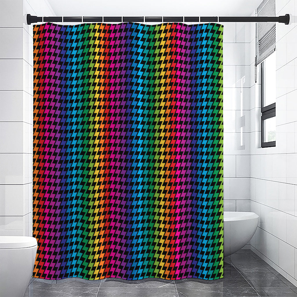 Rainbow Gay Pride Zigzag Pattern Print Shower Curtain