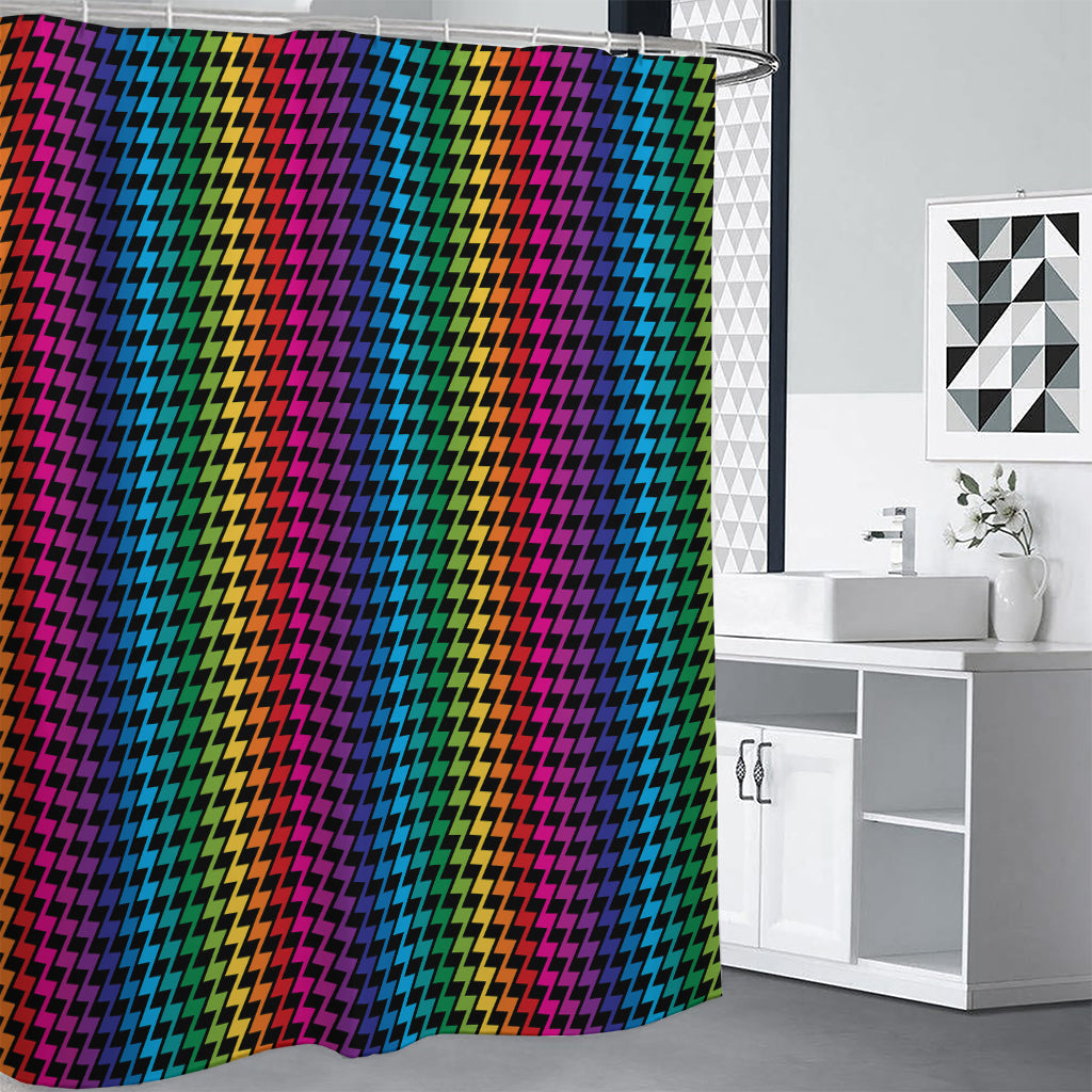 Rainbow Gay Pride Zigzag Pattern Print Shower Curtain